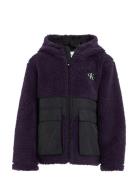 Sherpa Color Block Jacket Outerwear Fleece Outerwear Fleece Jackets Navy Calvin Klein