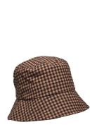 Gingham Bucket Hat Accessories Headwear Bucket Hats Brown Becksöndergaard
