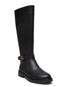 Hallee Tumbled Leather Tall Boot Lange Støvler Black Lauren Ralph Lauren