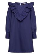 Kogaya Ls Ruffle Dress Wvn Dresses & Skirts Dresses Casual Dresses Long-sleeved Casual Dresses Blue Kids Only