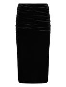 Vivelida Hw Midi Velvet Skirt/Su Knælang Nederdel Black Vila