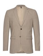 Slhslim-Liam Sand Check Blz Flex Noos Suits & Blazers Blazers Single Breasted Blazers Beige Selected Homme