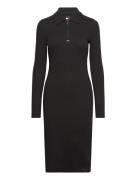 Tjw Half Zip Rib Polo Dress Knælang Kjole Black Tommy Jeans