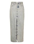 Front Split Maxi Denim Skirt Lang Nederdel Grey Calvin Klein Jeans