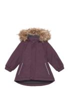 Parka W. Fake Fur Outerwear Shell Clothing Shell Jacket Purple Color Kids