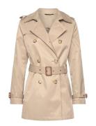 Belted Cotton-Blend Trench Coat Trenchcoat Frakke Beige Lauren Ralph Lauren