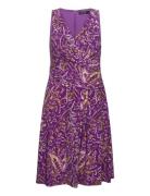 Print Surplice Jersey Sleeveless Dress Kort Kjole Purple Lauren Ralph Lauren