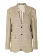 Slhslim-Oasis Sand Check Blz Suits & Blazers Blazers Single Breasted Blazers Beige Selected Homme