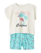 Nkfnightset Cap Pool Blue Flamingo Noos Pyjamassæt White Name It