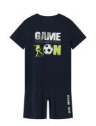 Nkmnightset Ss Game On Football Noos Pyjamassæt Navy Name It