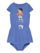 Polo Bear Cotton Jersey Dress & Bloomer Dresses & Skirts Dresses Baby Dresses Short-sleeved Baby Dresses Blue Ralph Lauren Baby