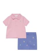 Mesh Polo Shirt & Short Set Sets Sets With Short-sleeved T-shirt Multi/patterned Ralph Lauren Baby