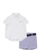Shirt, Belt & Seersucker Short Set Sets Sets With Short-sleeved T-shirt Multi/patterned Ralph Lauren Baby
