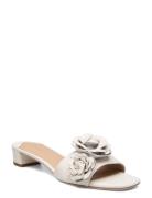 Fay Floral-Trim Nappa Leather Sandal Sandal Med Hæl White Lauren Ralph Lauren