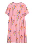 Fireworks All Over Flounce Sleeves Woven Dress Dresses & Skirts Dresses Casual Dresses Short-sleeved Casual Dresses Pink Bobo Choses