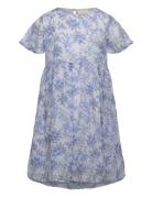 Dress Flower Dobby Dresses & Skirts Dresses Casual Dresses Short-sleeved Casual Dresses Blue Creamie