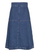 Denim Lunar Skirt Knælang Nederdel Blue Mads Nørgaard