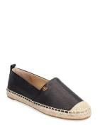 Cameryn Iv Tumbled Leather Espadrille Espadrillos Flade Sandal Black Lauren Ralph Lauren