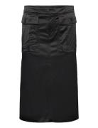 Long Cargo Skirt Knælang Nederdel Black Filippa K