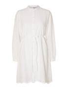 Slftatiana Ls Short Embr Dress Noos Kort Kjole White Selected Femme