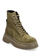 Gaja Bootie Shoes Boots Ankle Boots Laced Boots Khaki Green Steve Madden