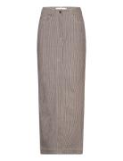 Striped Twill Long Skirt Lang Nederdel Brown REMAIN Birger Christensen