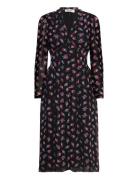 Dvf Tied Erica L/S Midi Dress Knælang Kjole Black Diane Von Furstenberg