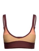 Block Party Spliced Crop Swimwear Bikinis Bikini Tops Bandeau Bikinitops Burgundy Rip Curl