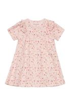 Dress Ss Aop Rib Dresses & Skirts Dresses Casual Dresses Short-sleeved Casual Dresses Pink Minymo