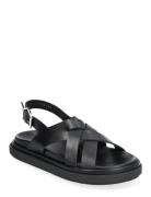 Trunca Tan Leather Sandals Flade Sandaler Black ALOHAS