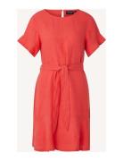 Meghan Linen Dress Knælang Kjole Red Lexington Clothing