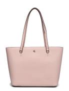 Crosshatch Leather Medium Karly Tote Bags Totes Pink Lauren Ralph Lauren