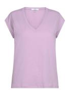 Cc Heart V-Neck T-Shirt Tops T-shirts & Tops Short-sleeved Purple Coster Copenhagen