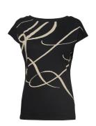 Logo-Print Cotton-Blend Top Tops T-shirts & Tops Short-sleeved Black Lauren Ralph Lauren