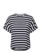 Softness Stripe Ss T-Shirt Tops T-shirts & Tops Short-sleeved Navy Missya