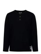 Basic Grandpa Tops T-shirts Long-sleeved T-Skjorte Black Mini Rodini