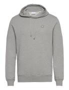 Hood Basic Badge Sweat - Gots/Vegan Tops Sweatshirts & Hoodies Hoodies Grey Knowledge Cotton Apparel
