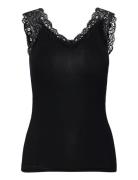 Pcbarbera Lace Top Noos Bc Tops T-shirts & Tops Sleeveless Black Pieces