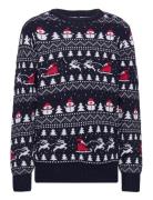 The Stylish Christmas Jumper Navy Tops Knitwear Pullovers Blue Christmas Sweats