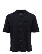 Onsluke Life 12 Resort Collar Knit Cs Tops Shirts Short-sleeved Navy ONLY & SONS