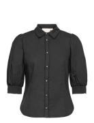 Chillykb Blouse Tops Blouses Short-sleeved Black Karen By Simonsen