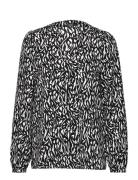 Crepe Blouse With All-Over Pattern Tops Blouses Long-sleeved Black Esprit Collection
