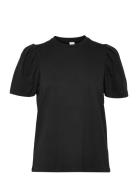 Isa Puff Sleeve Tee Tops T-shirts & Tops Short-sleeved Black Twist & Tango