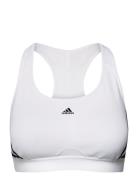 Adidas Powerreact Training Medium-Support 3-Stripes Bra Sport Bras & Tops Sports Bras - All White Adidas Performance