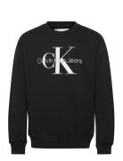 Core Monologo Crewneck Tops Sweatshirts & Hoodies Sweatshirts Black Calvin Klein Jeans