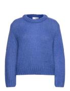 Slfsuanne Ls Knit O-Neck B Tops Knitwear Jumpers Blue Selected Femme