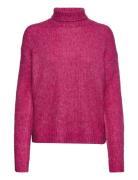 Kasarla Roll Neck Pullover Tops Knitwear Turtleneck Pink Kaffe
