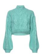 Short Cardigan Tops Knitwear Cardigans Blue Barbara Kristoffersen By Rosemunde