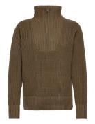 Cc Heart Avery Zip Knit Sweater Tops Knitwear Turtleneck Khaki Green Coster Copenhagen