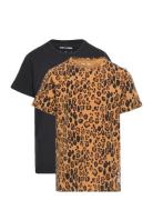 Basic Leopard Ss Tee 2-Pack Tops T-Kortærmet Skjorte Black Mini Rodini